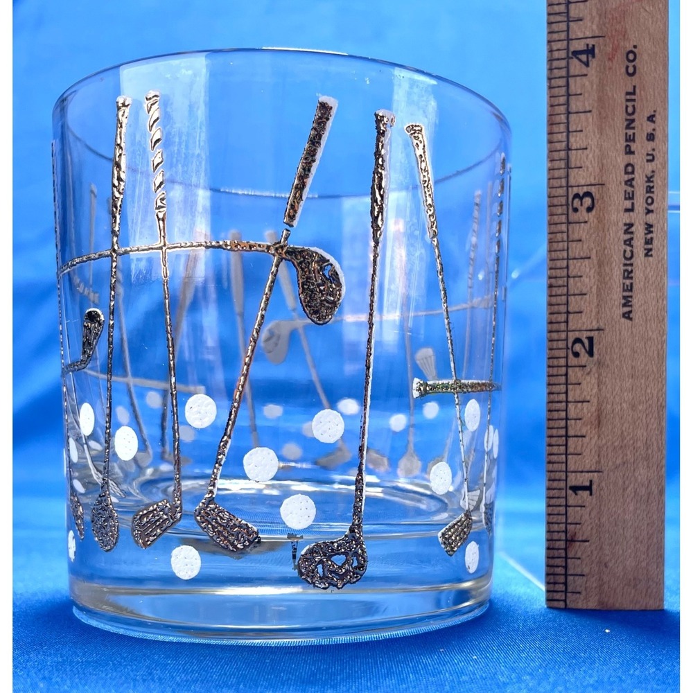 Georges Briard Rocks Whiskey Old Fashion Glass Golf 22k Gold - Picture 3 of 5